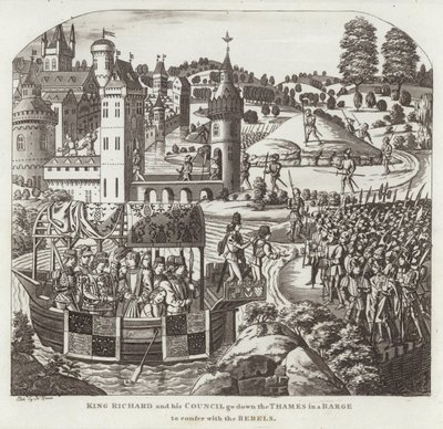King Richard and His Council Go Down the Thames in a Barge to Confer with the Rebels by English School
