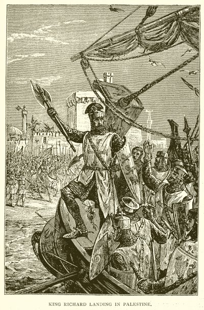 King Richard Landing in Palestine by English School