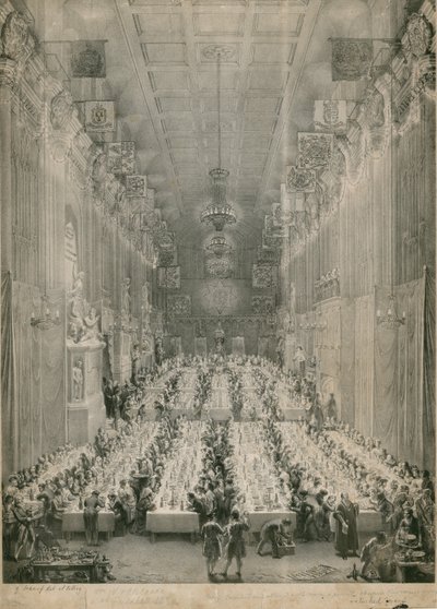 King William IV and Adelaide at the Guildhall, London, 1834 by English School