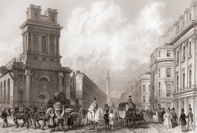 King William Street and St Mary Woolnoth, London, England by English School