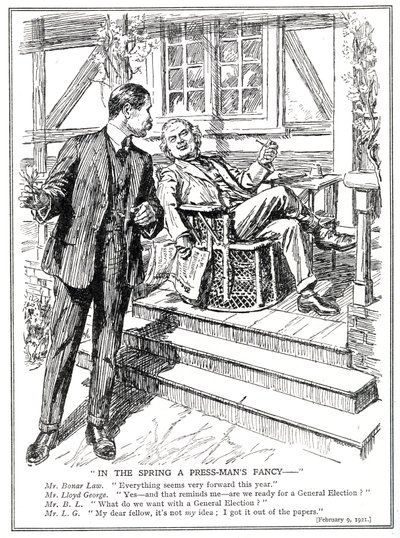 Lloyd George and Bonar Law Discuss the Prospect of a General Election, February, 1920 by English School