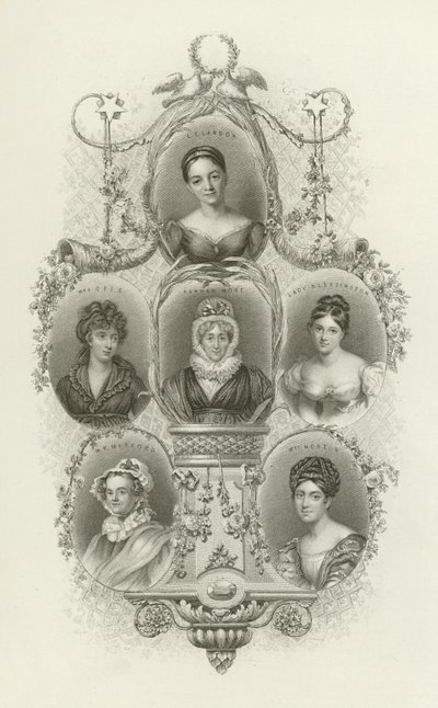 L. E. Landon, Mrs. Opie, Hannah More, Lady Blessington, M. R. Mitford, Mrs. Norton by English School