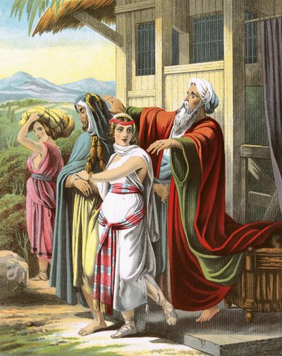 Laban Blessing Rebekah by English School
