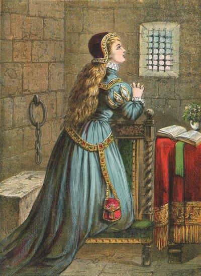 Lady Jane Grey praying by English School