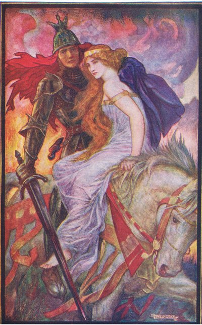 Lancelot bears off Guenevere, illustration from 