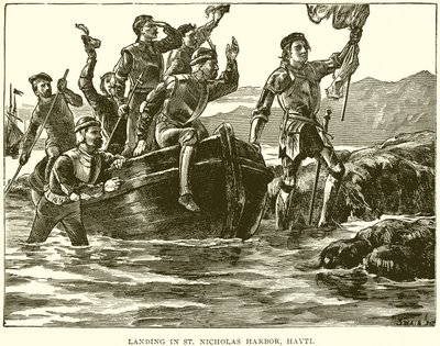 Landing in St. Nicholas Harbor, Hayti by English School