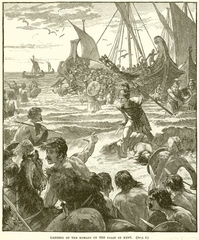 Landing of the Romans on the Coast of Kent by English School