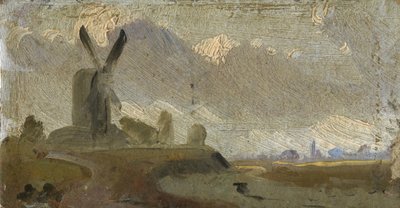 Landscape with Windmill by English School
