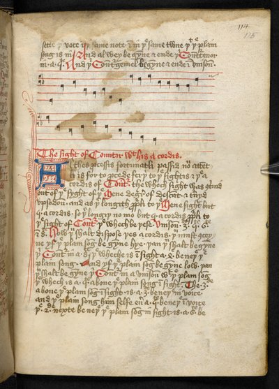 Lansdowne 763, f.115r, A Volume fairly written on vellum in the fifteenth century, and containing ancient and very interesting treatises on music by different authors. by English School