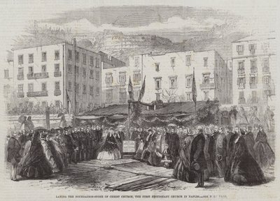 Laying the Foundation-Stone of Christ Church, the First Protestant Church in Naples by English School