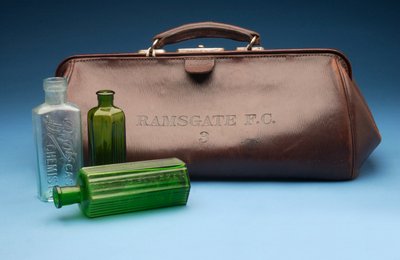 Leather Gladstone Bag, stamped with Ramsgate F.C. by English School