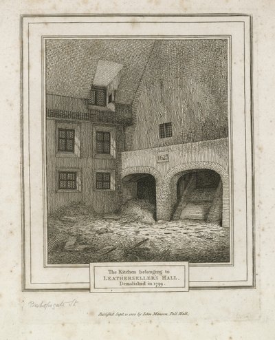 Leathersellers Hall, Bishopsgate Street. Demolished 1799 by English School