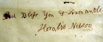 Left Handed Writing of Admiral Lord Nelson by English School