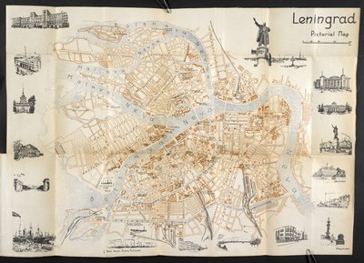 Leningrad, pictorial fold out map (from 
