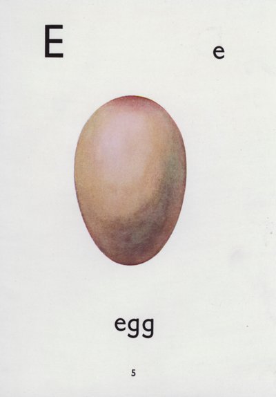 Letter E, egg by English School