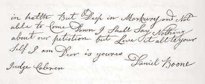 Letter from Daniel Boone to Judge John Cobren, original dated 5th October, 1809 by English School