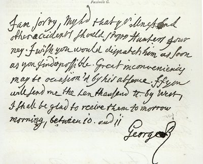 Letter from George II to the Duke of Newcastle by English School
