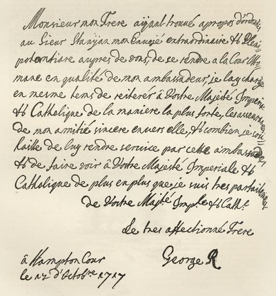 Letter from George I to Charles VI, published in 