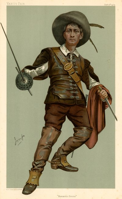 Lewis Waller, Romantic Drama, Vanity Fair Cartoon, 13 October 1904 by English School