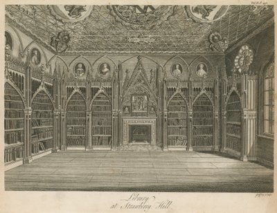 Library at Strawberry Hill, London by English School