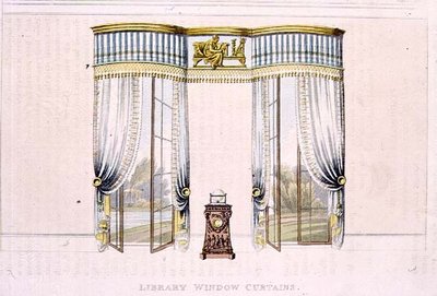 Library Window Curtains, Plate 106 from Ackermann
