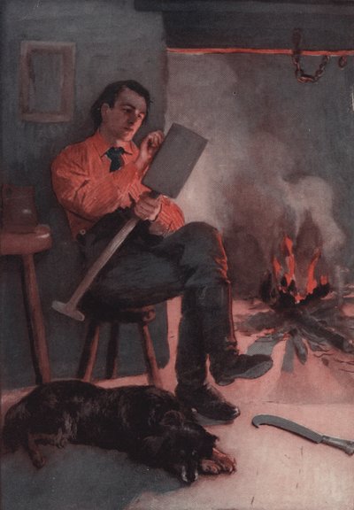 Lincoln Writing Essays on His Wooden Shovel by English School