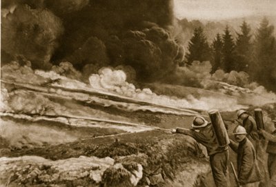 Liquid fire, first employed by the Germans, successfully adopted by the Allies by English School
