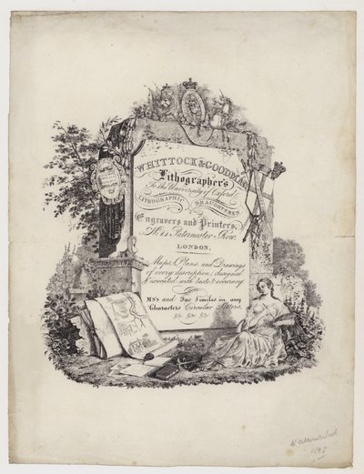 Lithographer, Whittock & Goodman, Trade Card by English School