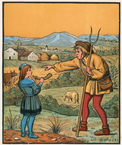 Little Boy Blue and His Horn by English School