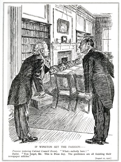 Lloyd George Enters a Cabinet Room Empty of Ministers Who Are Busy Writing Articles for the Newspapers, August, 1920 by English School