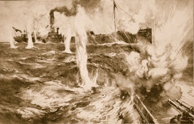 London Collier Wandle Successfully Engaging A German Submarine in the North Sea on April 29th, 1916 by English School