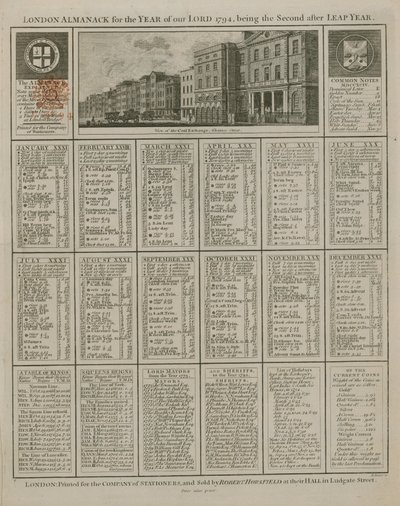 London Almanack for the Year of Our Lord 1794 by English School