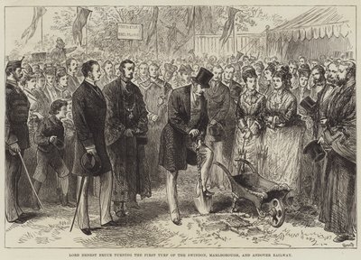 Lord Ernest Bruce Turning the First Turf of the Swindon, Marlborough, and Andover Railway by English School