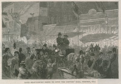 Lord Shaftesbury going to open the Costers Hall, Hoxton, London, 1875 by English School
