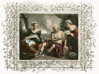 Lot and His Daughters by English School