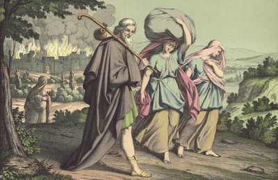 Lot Escaping from Sodom by English School