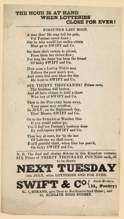 Lottery Advertisements by English School