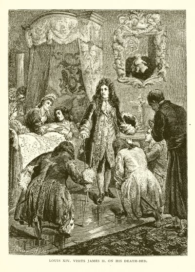 Louis XIV Visits James II on His Death-Bed by English School