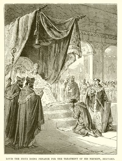 Louis the Pious Doing Penance for the Treatment of His Nephew, Bernard by English School