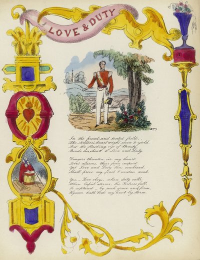 Love & Duty, British Valentines card by English School