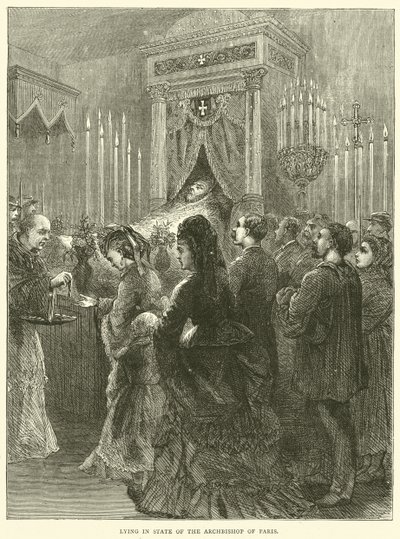 Lying in state of the Archbishop of Paris, 1871 by English School