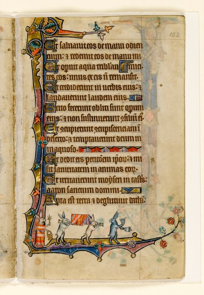 A Rabbit Funeral Procession, Marginal Decoration from the Macclesfield Psalter, Use of Sarum, East Anglia (c.1330) by English School