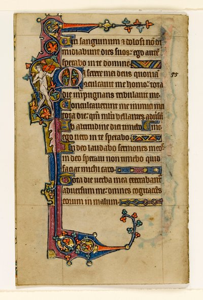 A Naked Musician, Marginal Decoration from the Macclesfield Psalter, Use of Sarum, East Anglia (c.1330) by English School