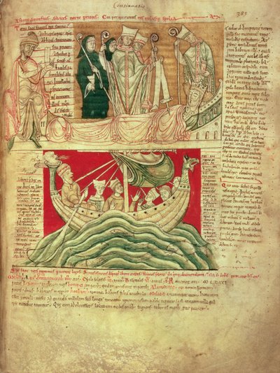 The visions dreamt by King Henry I in Normandy in 1130, from the Worcester Chronicle, c.1130-40 inserted c.1140 by John of Worcester into the chronicle begun by Florence of Worcester (d.1118); one of the earliest surviving chronicles by English School