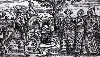 Macbeth, Banquo and the Three Witches, The Historie of Scotlande, 1577 by English School