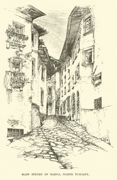 Main street of Barga, North Tuscany by English School