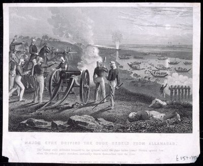 Major Eyre driving the Oude Rebels from Allahabad, published by The London Printing and Publishing Company Limited, 1857 by English School