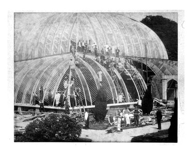 Making repairs to the Great Conservatory at Chatsworth, Derbyshire by English School