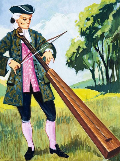 Man Playing a Monochord by English School