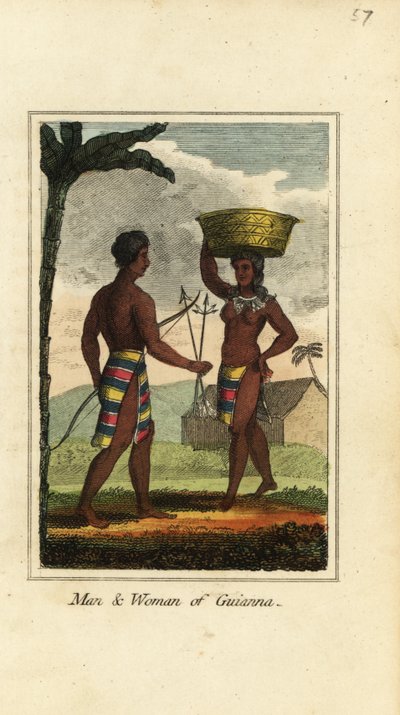 Man and woman of Guianna or Guyana, South America by English School